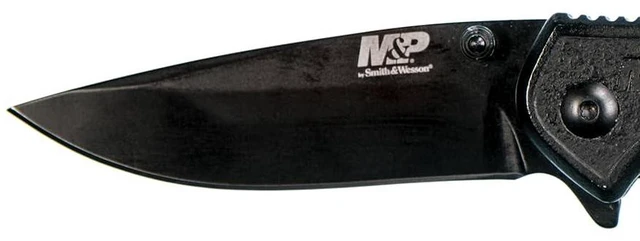 Alt view image 4 of 4 - Smith & Wesson M&P Bodyguard 6.5in Stainless Steel Folding Knife with 2.75in Clip Point Blade and Nylon Handle for Outdoor, Tactical, Survival and EDC, Multicolor,Black