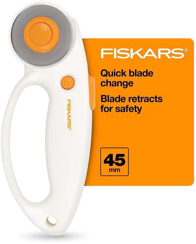 Main image of 45mm Loop Rotary Cutter for Fabric, Arts, Crafts, Sewing | Premium Steel Blade for Precise Cuts, Ergonomic Loop Handle Improves Control, Quick-Change Blade Design, Quilting Supplies