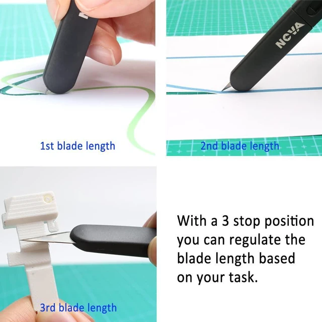 Alt view image 3 of 6 - Precision Craft & Hobby Knife, Premium Safety Cutter for Trimming, Vinyl Weeding and Art, Innovative Flat Design for a Better Use, Retractable #11 Fine Point Blade, Super Slim and Safe
