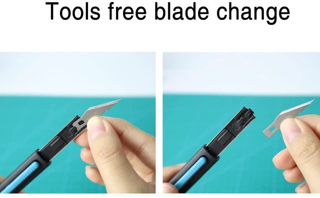 Alt view image 4 of 6 - Precision Craft & Hobby Knife, Premium Safety Cutter for Trimming, Vinyl Weeding and Art, Innovative Flat Design for a Better Use, Retractable #11 Fine Point Blade, Super Slim and Safe