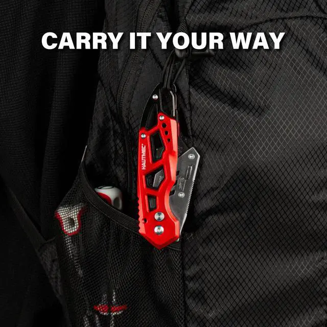 Alt view image 7 of 7 - Heavy Duty Folding Utility Knife, Aluminum Box Cutter with 11PCS SK2H Blades, EDC Safety Work Knife with Belt Clip & Carabiner for Fast-Cutting Tasks, HT0263