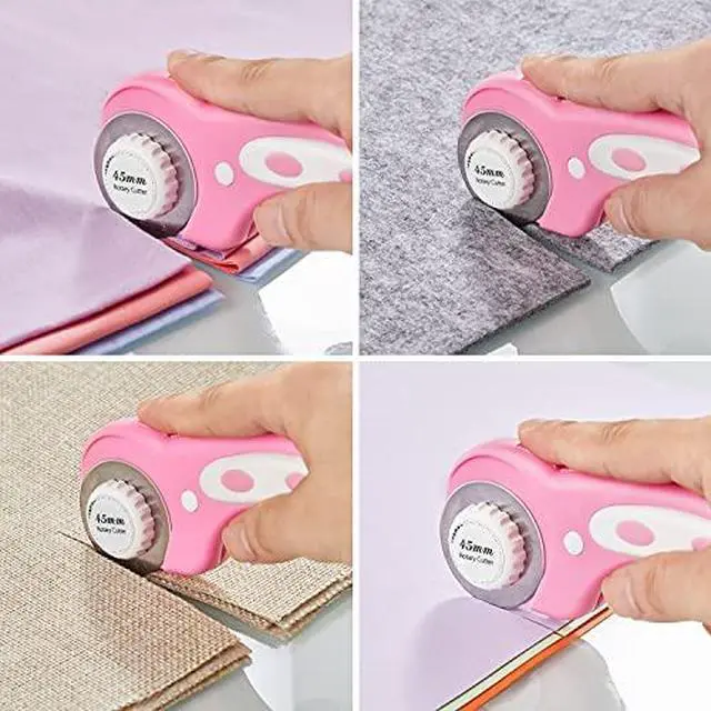 Alt view image 4 of 6 - 45mm Rotary Cutter with 5pcs Extra Blades, Ergonomic Handle Rolling Cutter with Safety Lock for Fabric, Leather, Crafting, Sewing, Quilting, Fabric Rotary Cutter Perfect for Left & Right Hand(Pink)