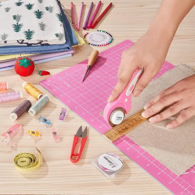 Alt view image 6 of 6 - 45mm Rotary Cutter with 5pcs Extra Blades, Ergonomic Handle Rolling Cutter with Safety Lock for Fabric, Leather, Crafting, Sewing, Quilting, Fabric Rotary Cutter Perfect for Left & Right Hand(Pink)