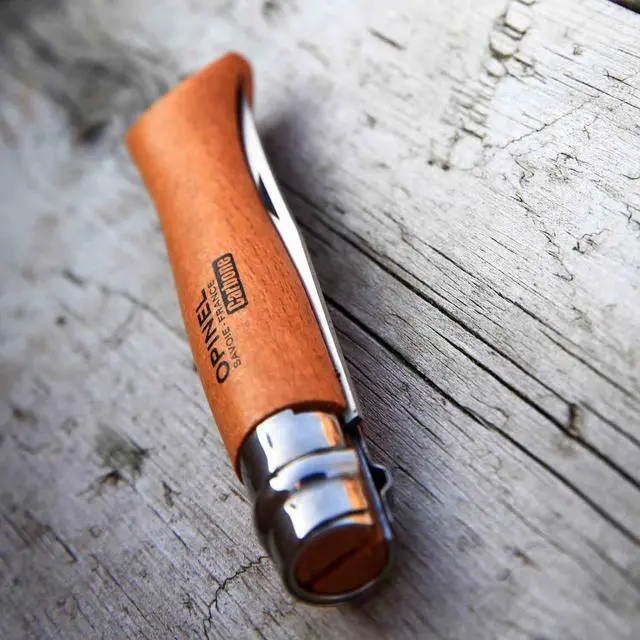 Alt view image 3 of 7 - No. 06 Carbone - Carbon Steel Folding Pocket Knife, Beechwood Handle | Easy to Sharpen, Lightweight, Simple Design, Virobloc Safety Ring, Made in Savoie France