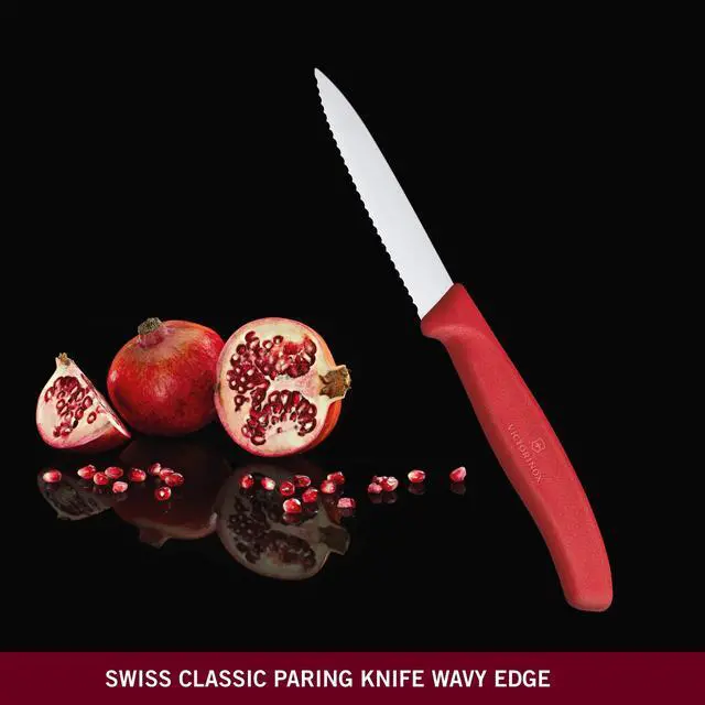 Alt view image 3 of 6 - "VIC-6.7631 Swiss Classic Paring 3¼"" Serrated Spear Point Blade 5/8"" width at handle Red", multicolor, m