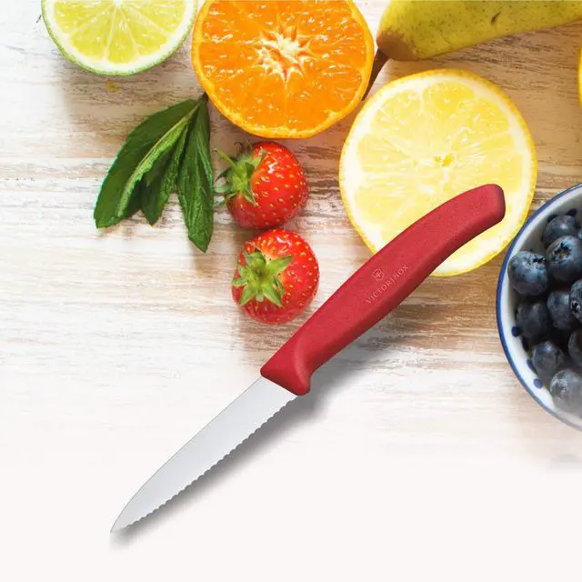 Alt view image 5 of 6 - "VIC-6.7631 Swiss Classic Paring 3¼"" Serrated Spear Point Blade 5/8"" width at handle Red", multicolor, m