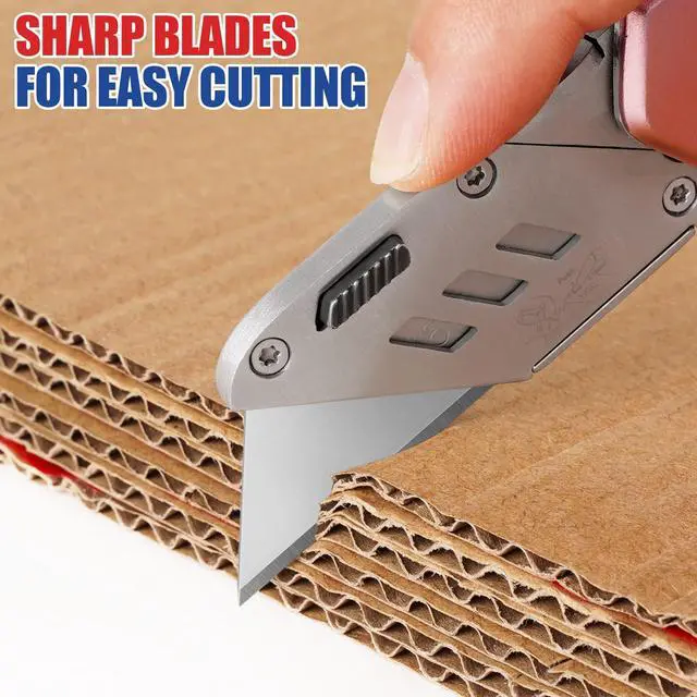 Alt view image 2 of 6 - 50 Pack Utility Knife Blades, SK5 Steel Box Cutter Blades with Dispenser, Standard Blades for Box Cutter Utility Knife Replacement, Sharper Utility Blade, Refills