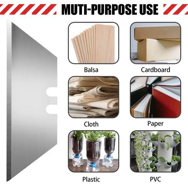 Alt view image 5 of 6 - 50 Pack Utility Knife Blades, SK5 Steel Box Cutter Blades with Dispenser, Standard Blades for Box Cutter Utility Knife Replacement, Sharper Utility Blade, Refills