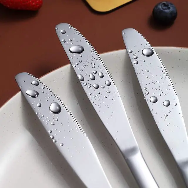 Alt view image 7 of 7 - Dinner Knives Set Of 6, Stainless Steel Shiny Mirror Dinner Knife, Butter Knife Spreader Table Knives Sturdy And Dishwasher Safe