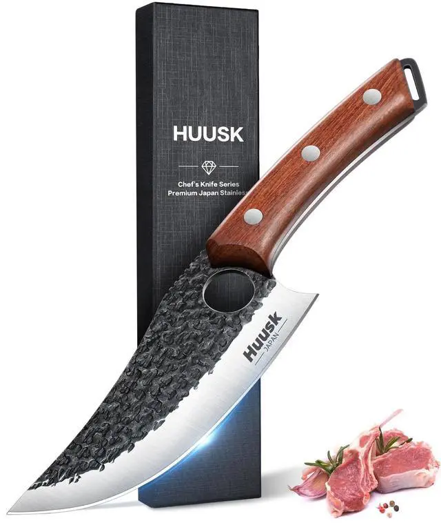 Main image of Viking Knife, Japanese Hand Forged Butcher Knife for Meat Cutting | Boning Knives with Ergonomic Wood Handle, High Carbon Steel Japanese Chef Knifes for Camping, BBQ, Gift for Dad Men