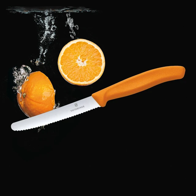 Alt view image 4 of 4 - VIC-6.7836.L119 Swiss Classic Utility - Colored 4½" Serrated Round Blade ¾" width at handle Orange, Multicolor
