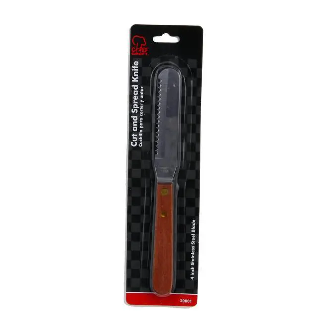 Alt view image 2 of 2 - Select Stainless Steel Cut and Spread Knife, 4 inch blade 8 inches in length, Wood Handled