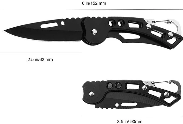 Alt view image 2 of 6 - 4 Pack Bulk Folding Pocket Knife Keychain (Black) | Outdoor Survival Stainless Steel Cool Pocket Knife with Clip for Men Women, Easy to Everyday Carry