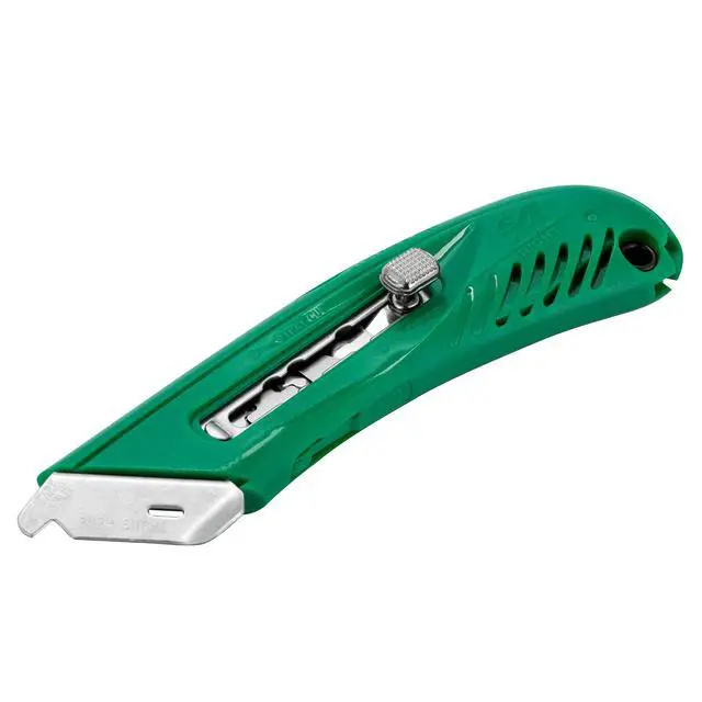 Alt view image 2 of 7 - S4R Safety Cutter, Retractable Utility Knife with an Ergonomical Design, Bladeless Tape Splitter, Steel Guard for Safety and Damage Protection, for Warehouse and In-Store Cutting , Green