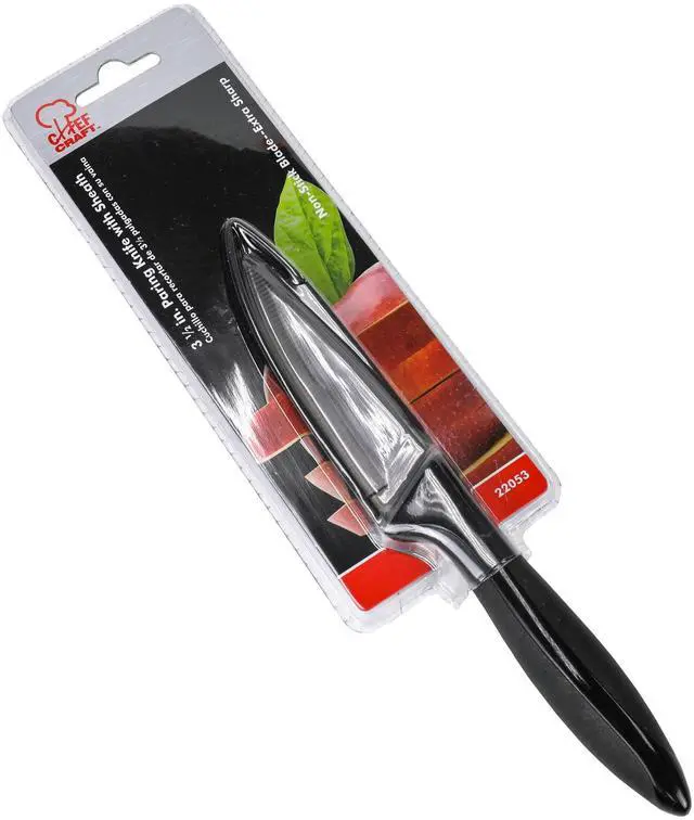 Alt view image 2 of 6 - Premium Paring Knife with Sheath, 3 inch Blade 8 inches in Length, Black