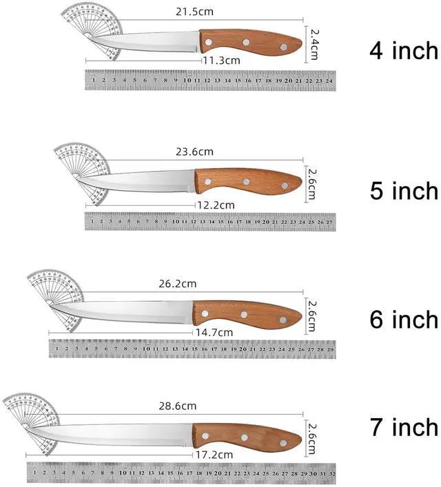 Alt view image 2 of 7 - Paring Knife Peeling Fruit Vegetable Cutting Meat Slicing Kitchen Knives Stainless Steel Ultra Sharp Blade Wooden Ergonomic Handle