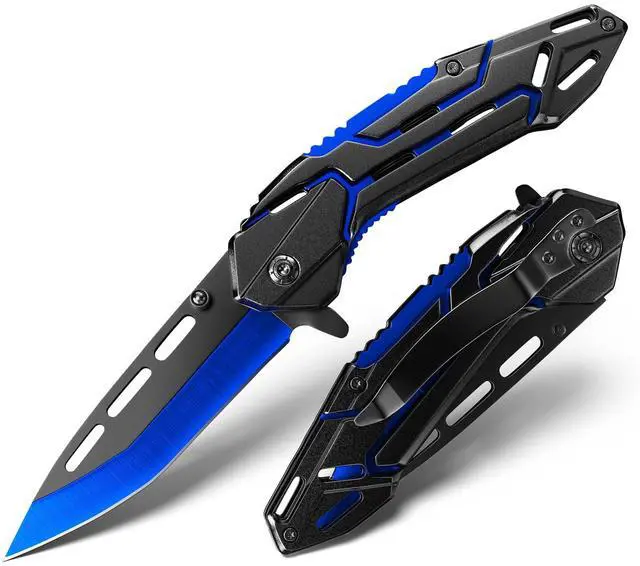 Main image of Pocket Knife for Men Women,EDC Folding Utility Tool with 5CR13 Steel Blade,Portable for Campin,Hiking & Outdoor Daily Tasks,Cool Gadget Stocking Stuffer Gifts for Men,Dad,Husband(blue)