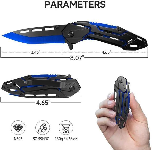 Alt view image 2 of 7 - Pocket Knife for Men Women,EDC Folding Utility Tool with 5CR13 Steel Blade,Portable for Campin,Hiking & Outdoor Daily Tasks,Cool Gadget Stocking Stuffer Gifts for Men,Dad,Husband(blue)