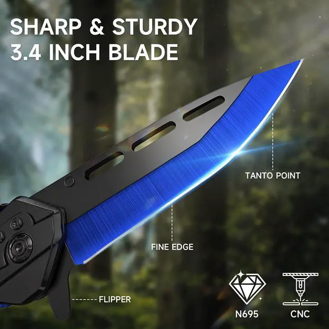 Alt view image 3 of 7 - Pocket Knife for Men Women,EDC Folding Utility Tool with 5CR13 Steel Blade,Portable for Campin,Hiking & Outdoor Daily Tasks,Cool Gadget Stocking Stuffer Gifts for Men,Dad,Husband(blue)