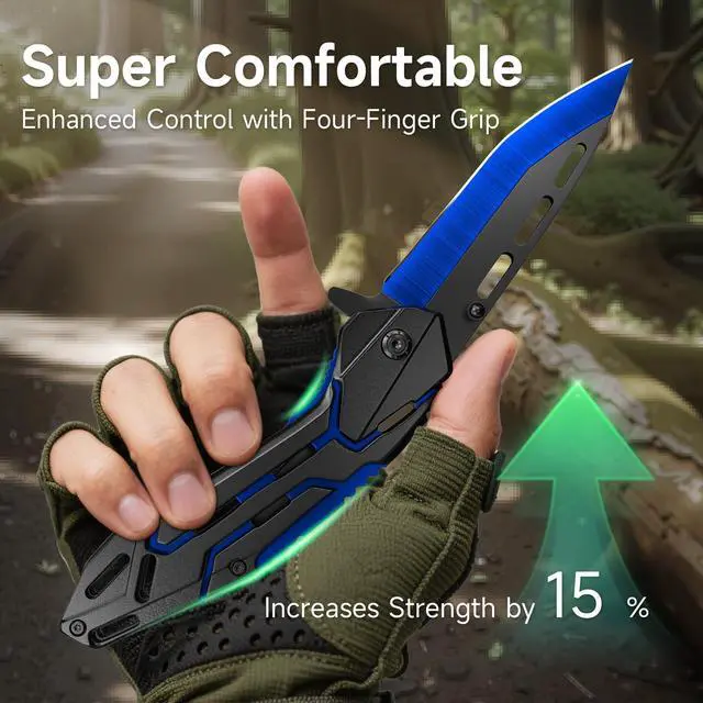 Alt view image 4 of 7 - Pocket Knife for Men Women,EDC Folding Utility Tool with 5CR13 Steel Blade,Portable for Campin,Hiking & Outdoor Daily Tasks,Cool Gadget Stocking Stuffer Gifts for Men,Dad,Husband(blue)