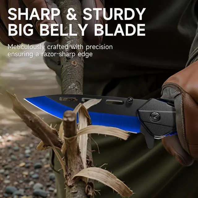 Alt view image 5 of 7 - Pocket Knife for Men Women,EDC Folding Utility Tool with 5CR13 Steel Blade,Portable for Campin,Hiking & Outdoor Daily Tasks,Cool Gadget Stocking Stuffer Gifts for Men,Dad,Husband(blue)