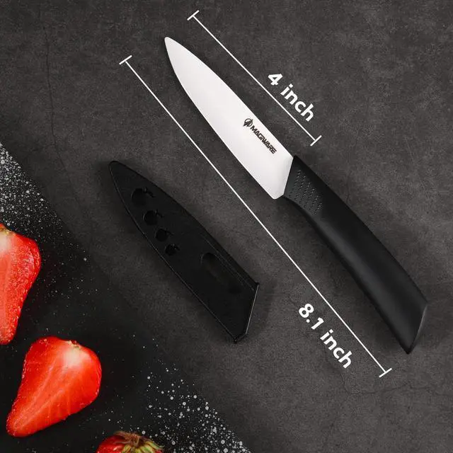 Alt view image 6 of 7 - Paring Knife, Classic 4 inch Ceramic Paring Knife with Sheath Cover for Fruit and Vegetable,Longer Sharp Rust Proof Stain Resistant