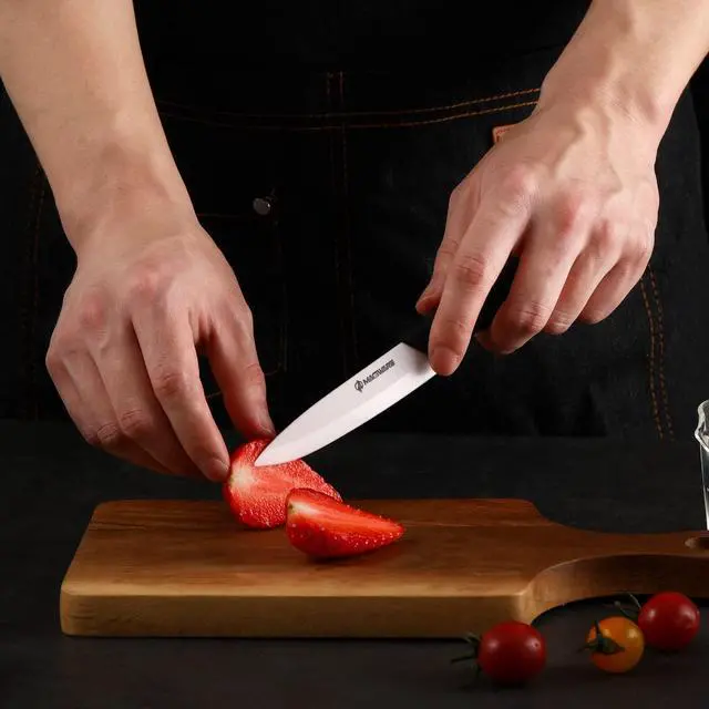 Alt view image 5 of 7 - Paring Knife, Classic 4 inch Ceramic Paring Knife with Sheath Cover for Fruit and Vegetable,Longer Sharp Rust Proof Stain Resistant