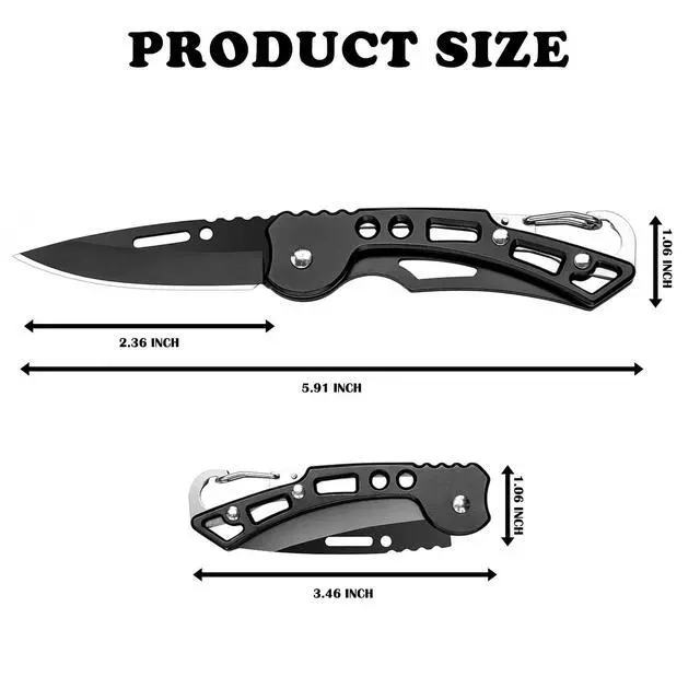 Alt view image 4 of 7 - 3 Pack Pocket Knife Set, Folding Knife with Keychain | Self Defense Knife for Women & Men, Stainless Steel, Small Sharp, Carabiner Knife for Outdoor Camping Hiking Mens Gift