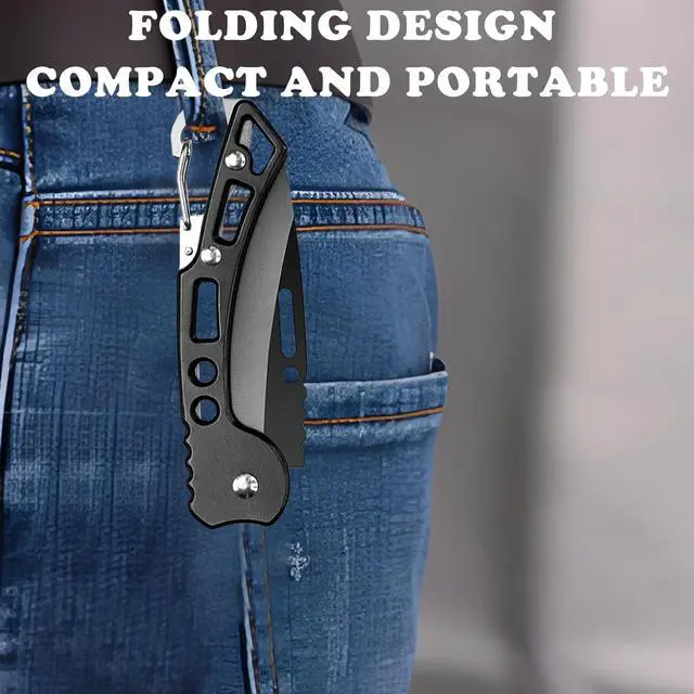 Alt view image 5 of 7 - 3 Pack Pocket Knife Set, Folding Knife with Keychain | Self Defense Knife for Women & Men, Stainless Steel, Small Sharp, Carabiner Knife for Outdoor Camping Hiking Mens Gift