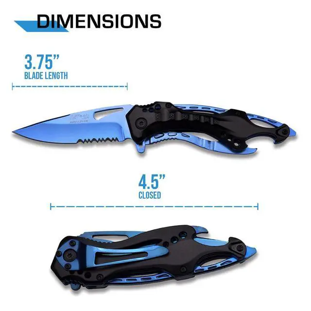 Alt view image 2 of 6 - Tac-Force MT-A705BL Assisted Tactical Folding Knife, 4.5-inch Closed, Blue
