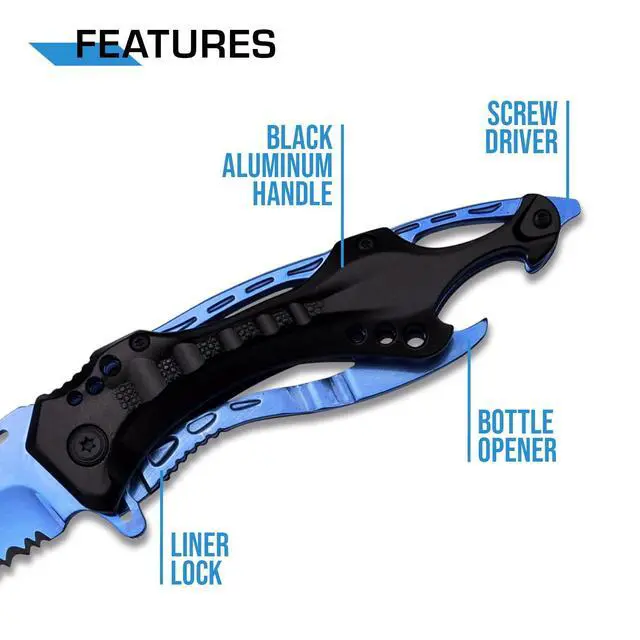 Alt view image 4 of 6 - Tac-Force MT-A705BL Assisted Tactical Folding Knife, 4.5-inch Closed, Blue