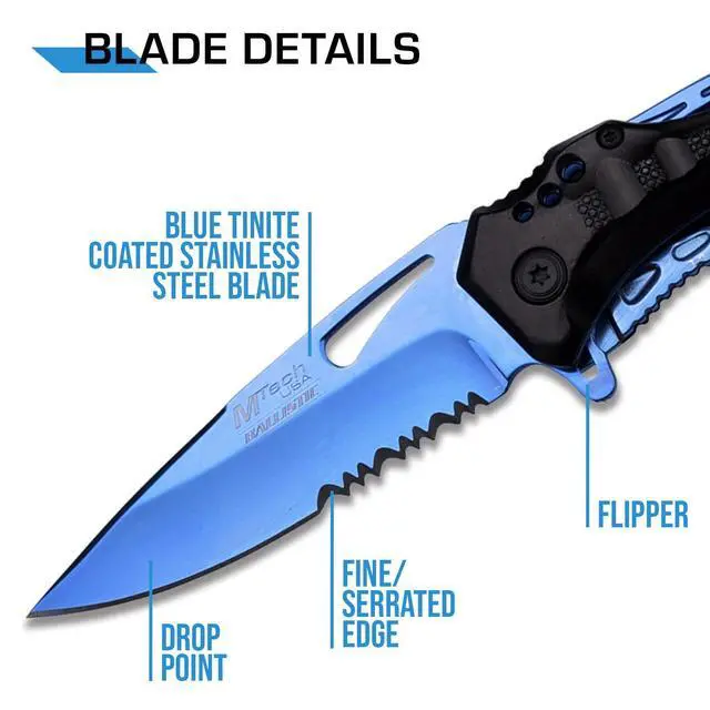 Alt view image 3 of 6 - Tac-Force MT-A705BL Assisted Tactical Folding Knife, 4.5-inch Closed, Blue