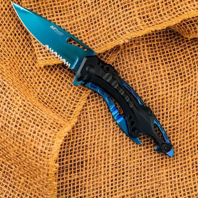 Alt view image 5 of 6 - Tac-Force MT-A705BL Assisted Tactical Folding Knife, 4.5-inch Closed, Blue
