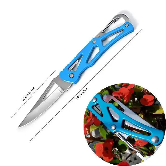 Alt view image 6 of 6 - 3 Colors Stainless Steel Folding Knife With Key Ring (6 Pack) | Small Outdoor Survival Pocket Knife Multitool Bulk with Clip for Men Women