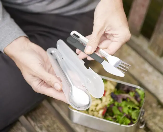 Alt view image 3 of 3 - GoEat Stainless-steel Travel Cutlery utensil Set - Knife, Fork & Spoon, Green