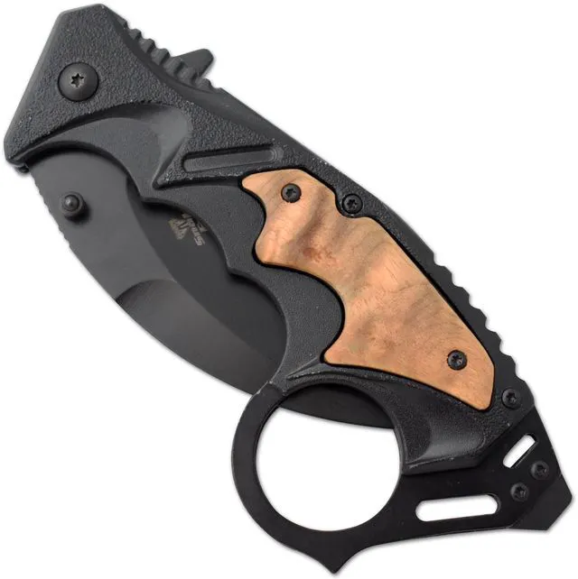 Alt view image 7 of 7 - Everyday Carry Assist Style Folding Pocket Knife EDC (Brown Wood)