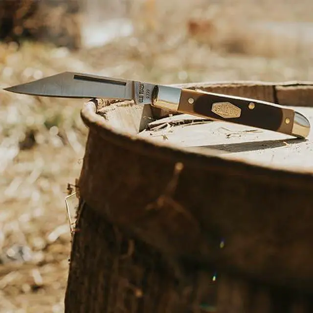 Alt view image 5 of 6 - 12OT Pal Traditional Folding Pocket Knife with 2.2in High Carbon Stainless Steel Blade, Sawcut Handle, and Convenient Size for EDC, Whittling, Camping, Hunting, General Use, and Outdoors