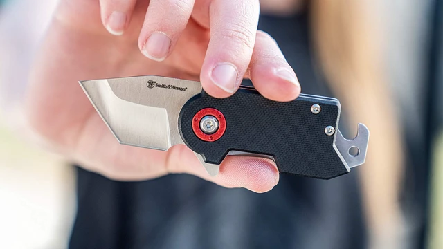 Alt view image 5 of 6 - Benji 2.5in High Carbon S.S. Folding Keychain Knife with 1.75in Modified Tanto Blade and G10 Handle for Outdoor, Tactical, Survival and EDC,Black