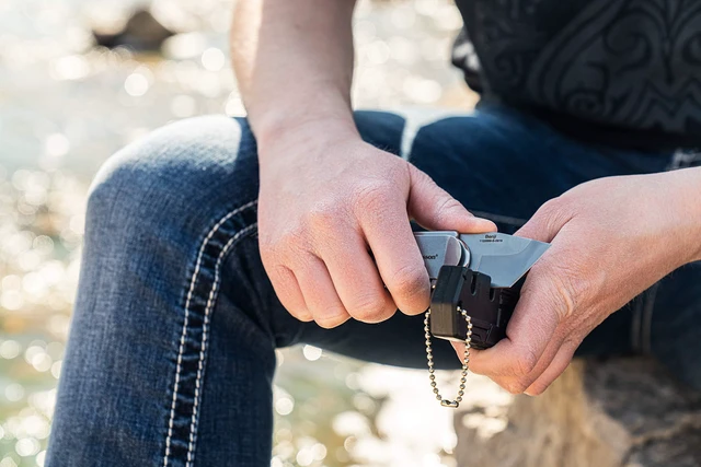Alt view image 6 of 6 - Benji 2.5in High Carbon S.S. Folding Keychain Knife with 1.75in Modified Tanto Blade and G10 Handle for Outdoor, Tactical, Survival and EDC,Black