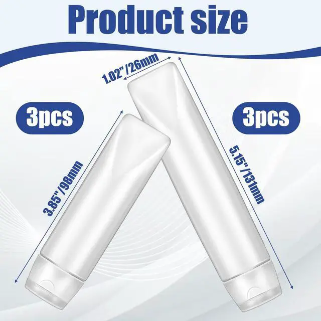 Alt view image 2 of 7 - 1.7 oz/ 1 oz Travel Bottles Empty Refillable Toothpaste Tubes | 6 Pcs Leak Proof Empty Squeeze Tubes Travel toothpaste Container for Toiletries BPA Free Refillable Tube Squeeze Bottle,2Size