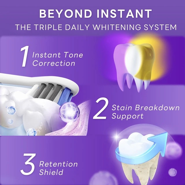 Alt view image 3 of 7 - Purple Toothpaste for Ultra Teeth Whitening, Peroxide Free & Fluoride Free, Enamel-Safe for Sensitive Teeth, Instant Brightening, 24-Hour Stain Defense, Fresh Mint, 1 Pack, 3.88 oz