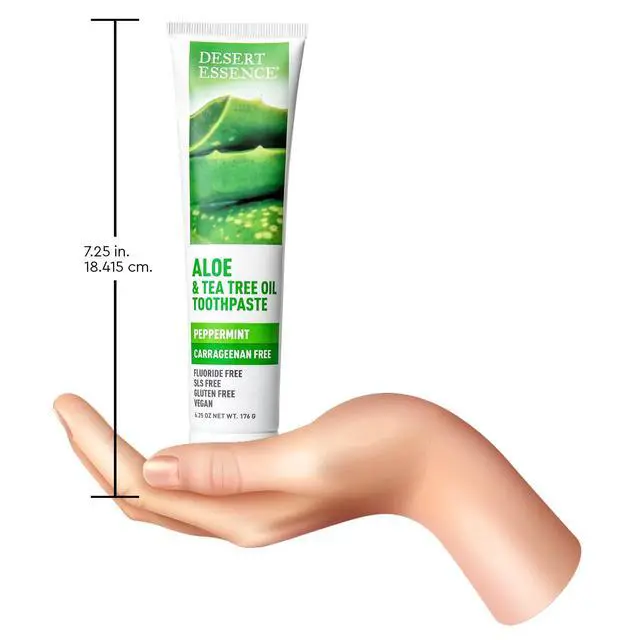Alt view image 4 of 7 - Aloe & Tea Tree Oil Toothpaste, Flouride Free, SLS Free, Carrageenan Free, Vegan, Gluten Free, Peppermint, 6.25 oz.