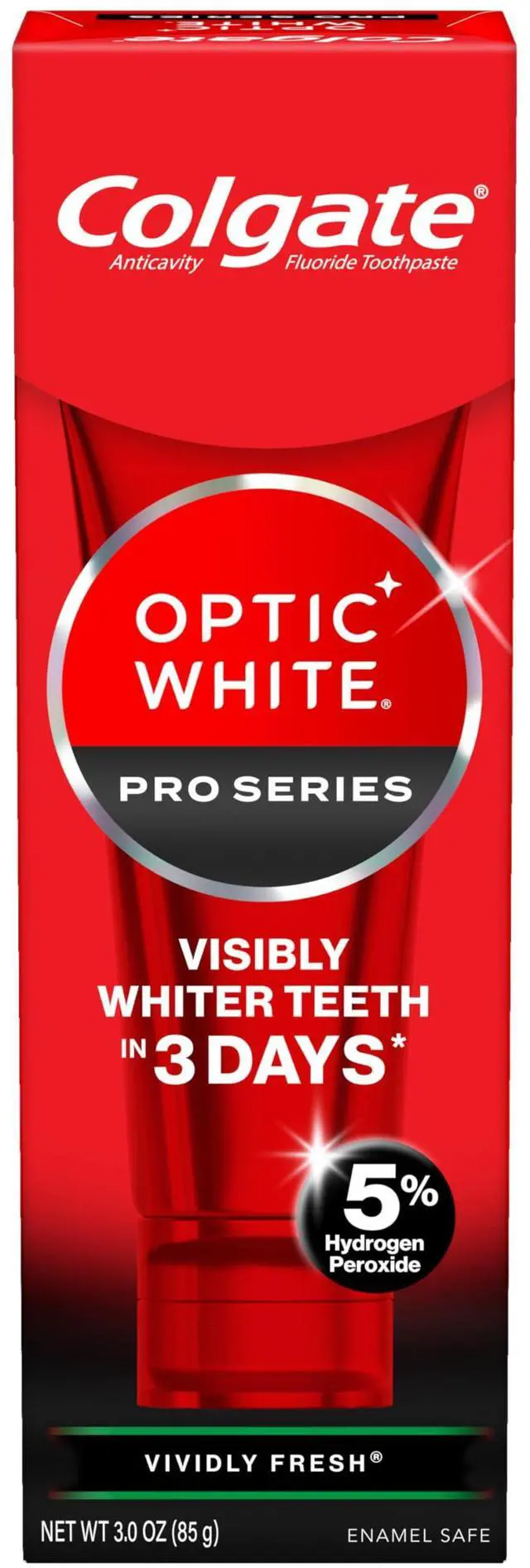 Main image of Optic White Pro Series Vividly Fresh Hydrogen Peroxide Toothpaste, Teeth Whitening Toothpaste, Effectively Removes Tea, Coffee, and Wine Stains, Enamel-Safe for Daily Use, 3.0 oz