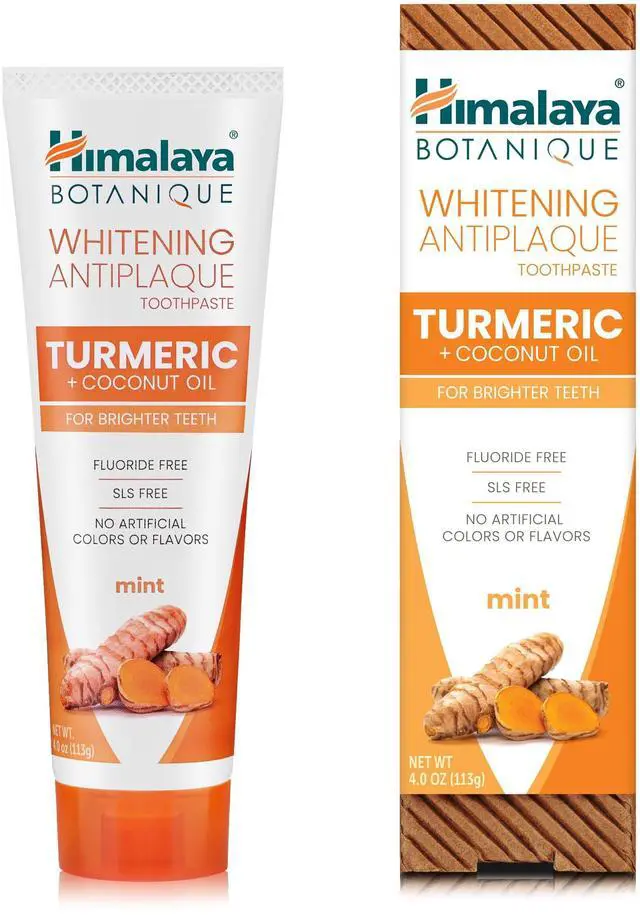 Main image of Botanique Whitening Antiplaque Toothpaste with Turmeric, 4 oz | Fluoride Free Toothpaste With Turmeric & Coconut Oil, Whitening Toothpaste - No Artificial Flavors or Colors, SLS Free, Vegan