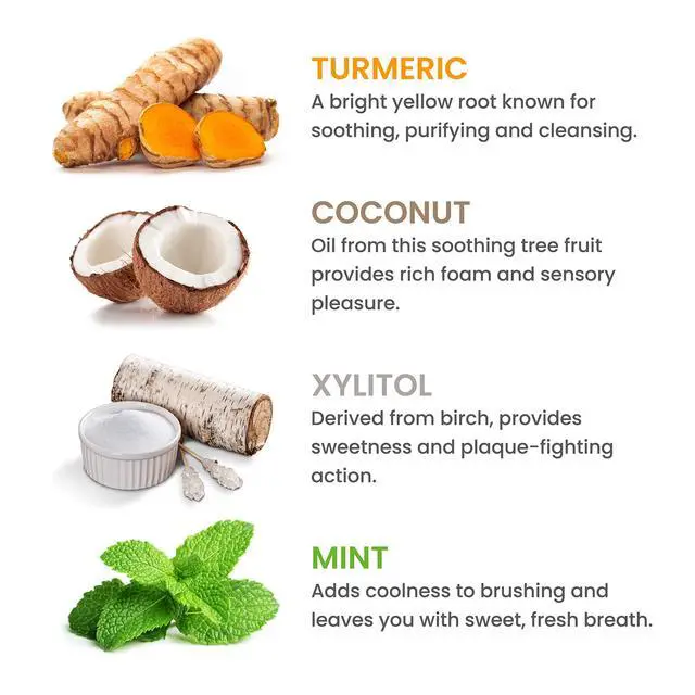 Alt view image 3 of 6 - Botanique Whitening Antiplaque Toothpaste with Turmeric, 4 oz | Fluoride Free Toothpaste With Turmeric & Coconut Oil, Whitening Toothpaste - No Artificial Flavors or Colors, SLS Free, Vegan