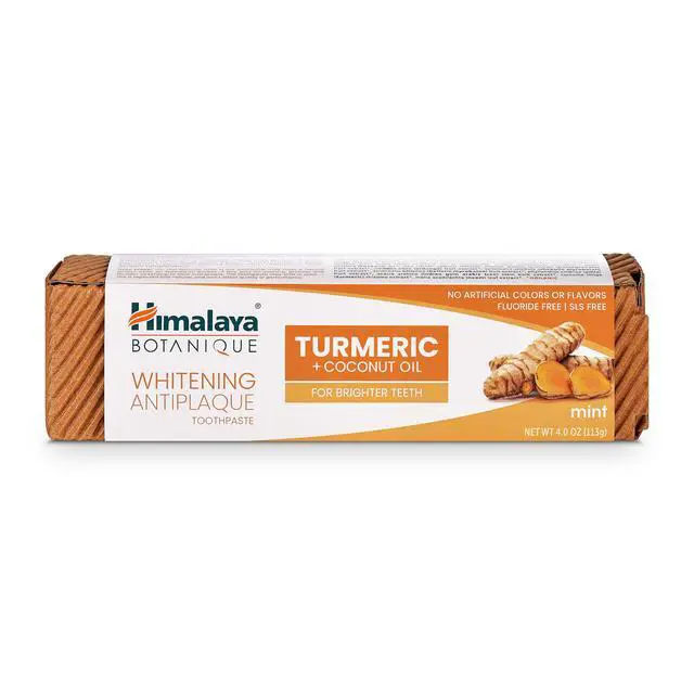 Alt view image 6 of 6 - Botanique Whitening Antiplaque Toothpaste with Turmeric, 4 oz | Fluoride Free Toothpaste With Turmeric & Coconut Oil, Whitening Toothpaste - No Artificial Flavors or Colors, SLS Free, Vegan