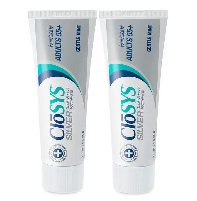 Main image of Silver Fluoride Toothpaste for Adults 55+, Travel Size, 2-Pack | 3.4 oz toothpaste, gentle mint, TSA compliant, pH balanced, enamel protection, sulfate free, oral hygiene