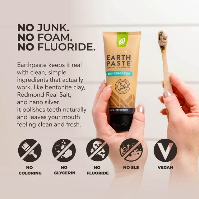 Alt view image 3 of 6 - Earthpaste with Silver - Natural Non-Fluoride Toothpaste, 4 Ounce Tube (Wintergreen)