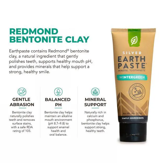 Alt view image 6 of 6 - Earthpaste with Silver - Natural Non-Fluoride Toothpaste, 4 Ounce Tube (Wintergreen)