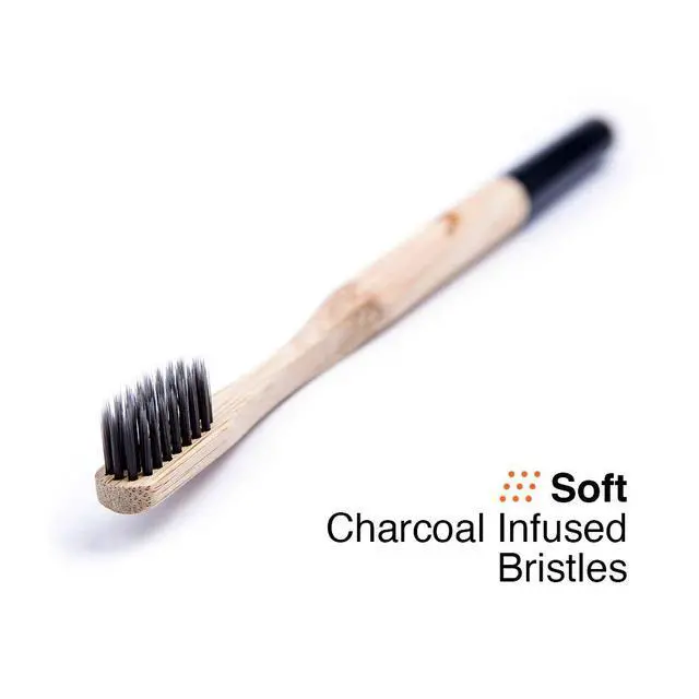 Alt view image 2 of 7 - Bamboo Toothbrush with Soft Charcoal Infused Bristles | Set of 4